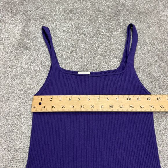Aritzia Wilfred Saturn Ribbed Knit Bodycon Mini Tank Dress Womens Medium Purple - Picture 8 of 12